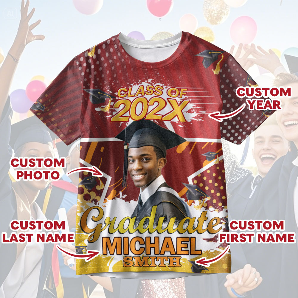 Custom 3D Graduation T-shirt Personalized Name & Year T-shirt Graduation Gift for Him - MyJigsawPuzzleAu