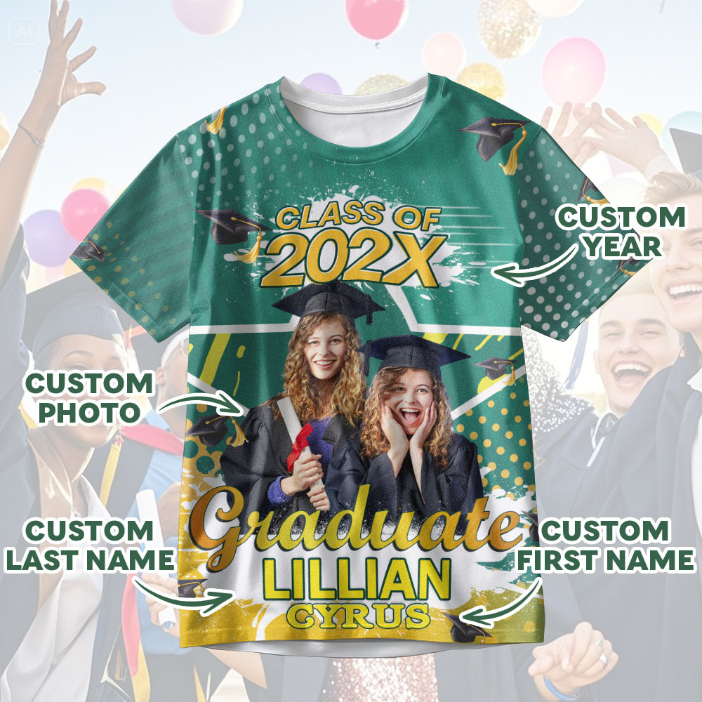 Custom 3D Graduation T-shirt Personalized Name & Year T-shirt Graduation Gift for Him - MyJigsawPuzzleAu