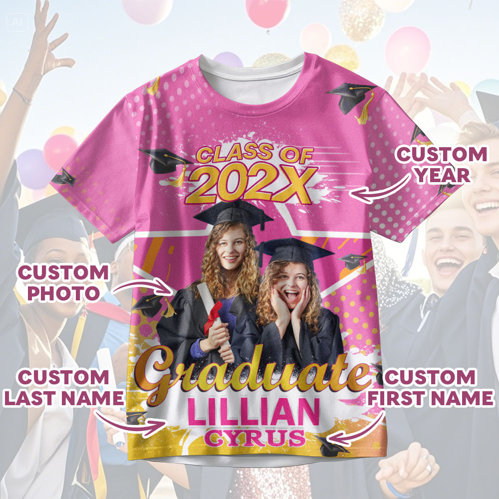 Custom 3D Graduation T-shirt Personalized Name & Year T-shirt Graduation Gift for Him - MyJigsawPuzzleAu