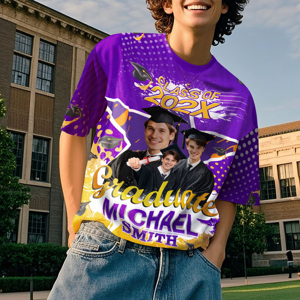 Custom 3D Graduation T-shirt Personalized Name & Year T-shirt Graduation Gift for Him - MyJigsawPuzzleAu