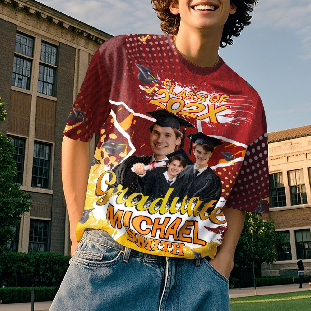 Custom 3D Graduation T-shirt Personalized Name & Year T-shirt Graduation Gift for Him - MyJigsawPuzzleAu