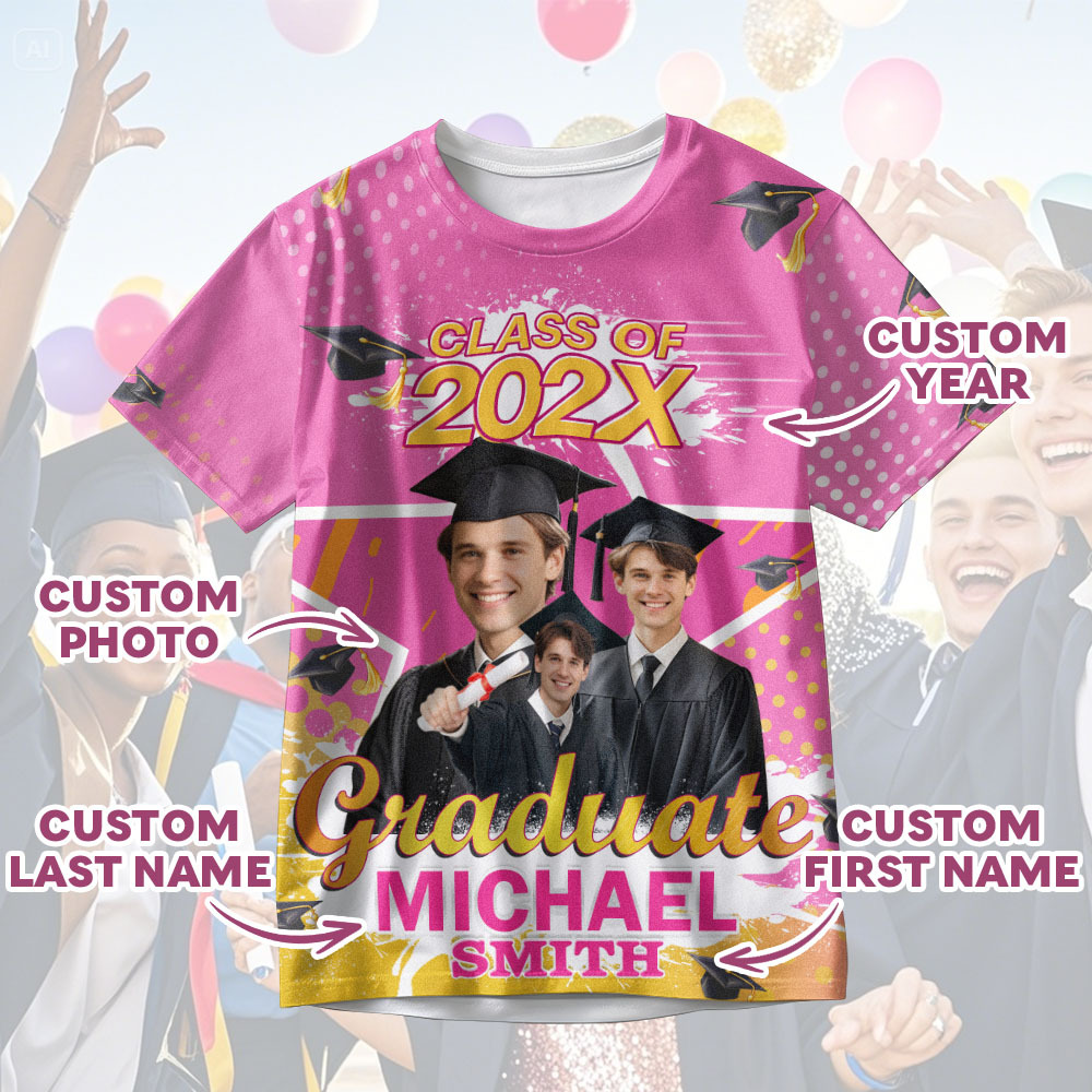 Custom 3D Graduation T-shirt Personalized Name & Year T-shirt Graduation Gift for Him - MyJigsawPuzzleAu