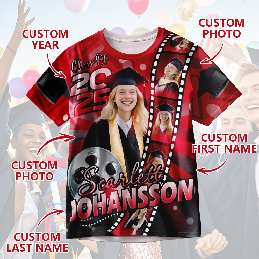 Custom 3D Graduation Shirt Personalized All Over Print Graduation T-Shirt with Name & Year - MyJigsawPuzzleAu