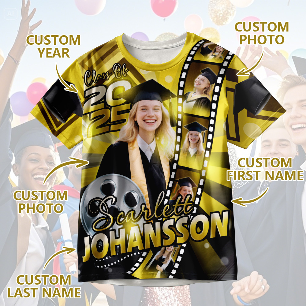 Custom 3D Graduation Shirt Personalized All Over Print Graduation T-Shirt with Name & Year - MyJigsawPuzzleAu