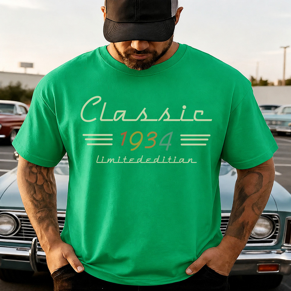 Personalized Classic Tee with Retro Birth Year Graphic, Custom Year Unique Birthday Gift for Dad - MyJigsawPuzzleAu