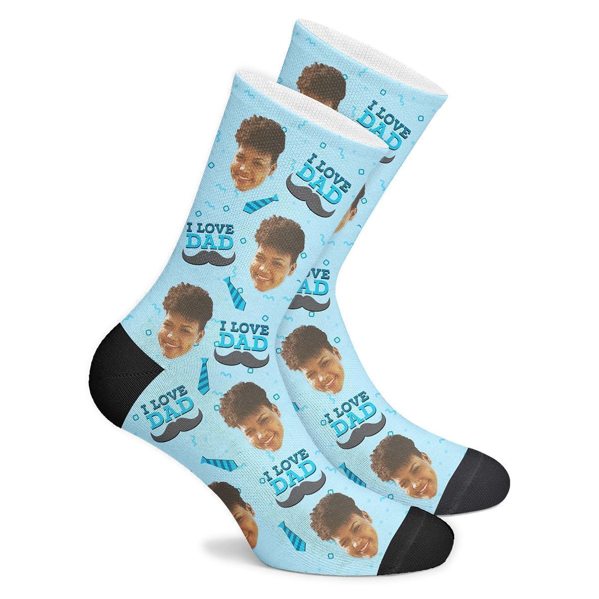 I Love Dad Custom Face Socks - MyJigsawPuzzleAu