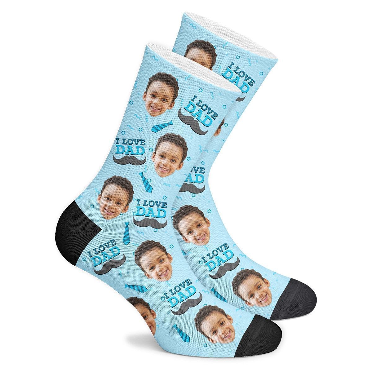 I Love Dad Custom Face Socks - MyJigsawPuzzleAu