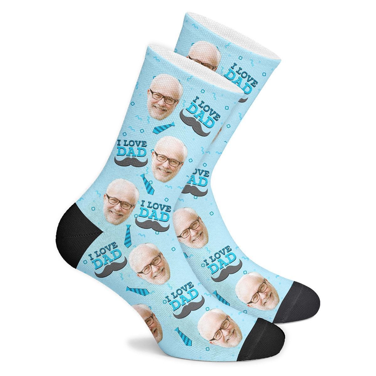 I Love Dad Custom Face Socks - MyJigsawPuzzleAu