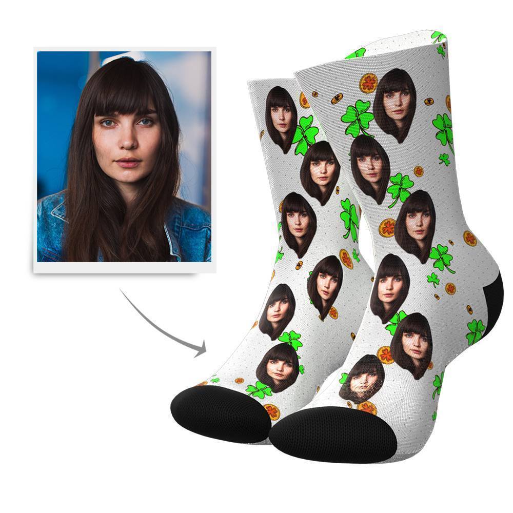 Lucky Clover Custom Face Socks - MyJigsawPuzzleAu