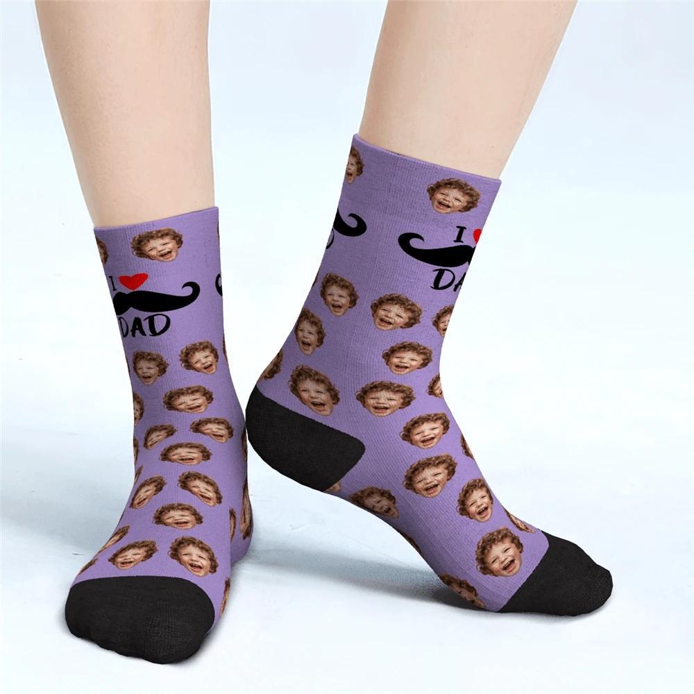 I Love Dad Custom Face Socks - Unisex - MyJigsawPuzzleAu