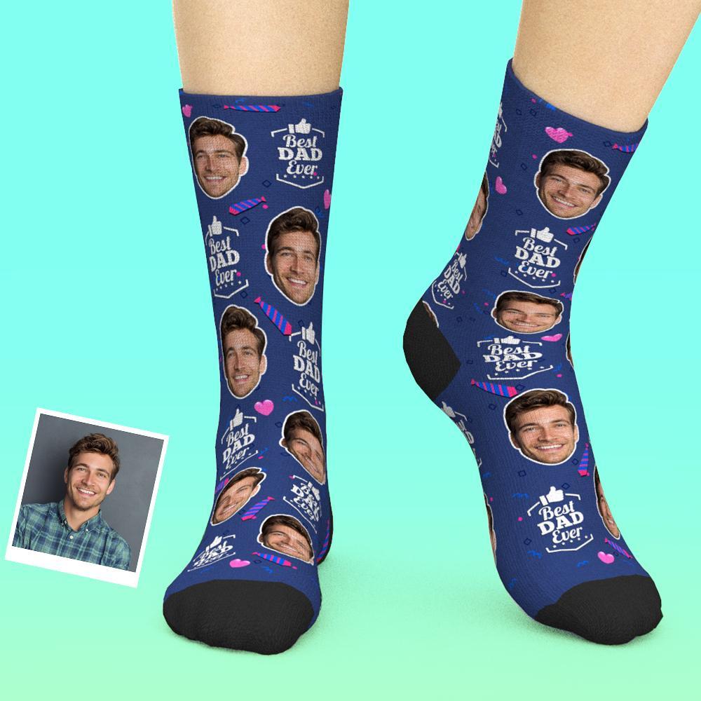 Custom Face Socks Add Pictures And Name - Best Dad Ever - MyJigsawPuzzleAu