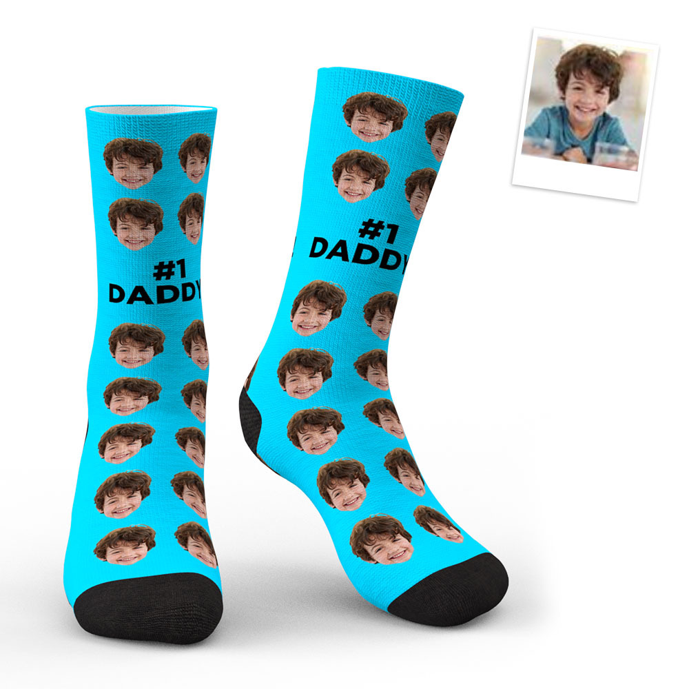 3D Preview Custom Face Socks Gifts For Dad #1 Daddy - MyJigsawPuzzleAu