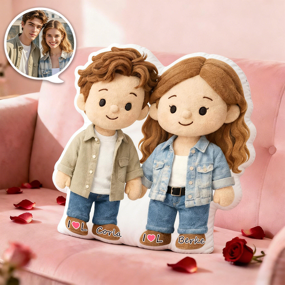 Personalized Photo to Cartoon Pillow, Custom Photo Couple Portrait Cushion, Valentine’s Day For Couple, Wedding Anniversary Gift for Him Her - MyJigsawPuzzleAu