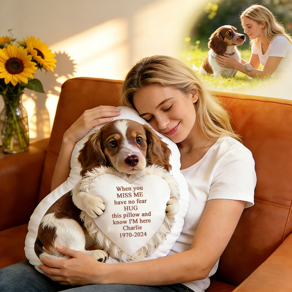 Personalized 3D Effect Memorial Hug Pillow – Custom Photo Pillow with Heart Message, Sympathy Gift for Loss & Remembrance - MyJigsawPuzzleAu