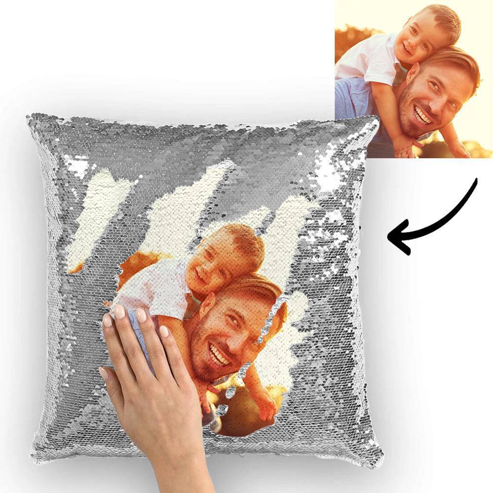 Personalized Graduation Gifts Custom Photo Magic Sequins Pillow Multicolor Shiny 15.75''*15.75'' - MyJigsawPuzzleAu
