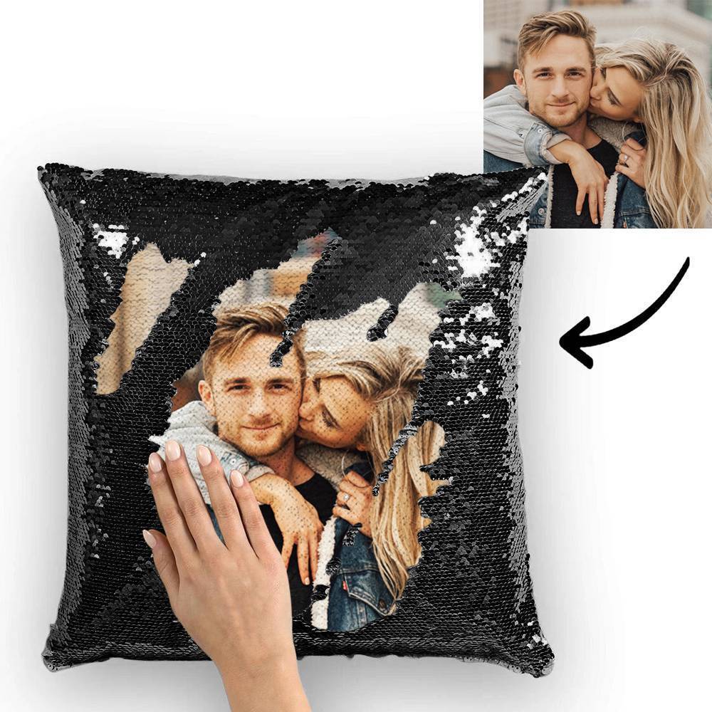 Personalized Graduation Gifts Custom Photo Magic Sequins Pillow Multicolor Shiny 15.75''*15.75'' - MyJigsawPuzzleAu
