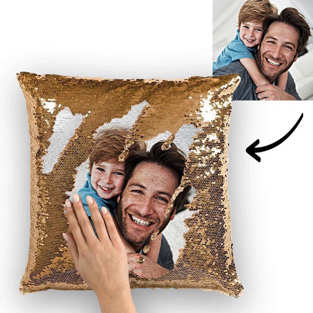 Personalized Graduation Gifts Custom Photo Magic Sequins Pillow Multicolor Shiny 15.75''*15.75'' - MyJigsawPuzzleAu