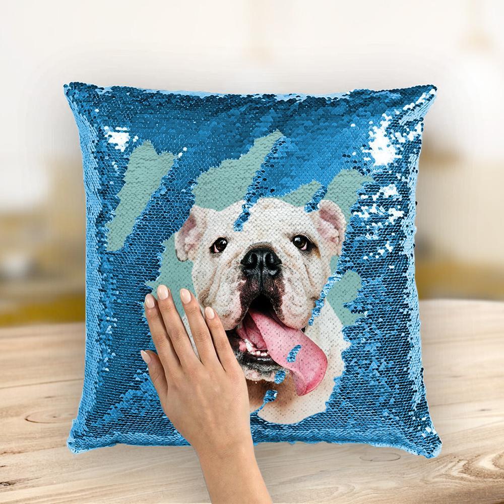 Personalized Graduation Gifts Custom Photo Magic Sequins Pillow Multicolor Shiny 15.75''*15.75'' - MyJigsawPuzzleAu