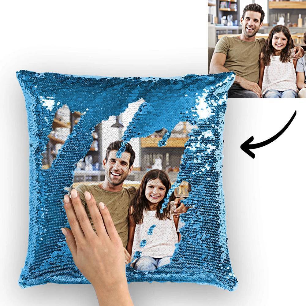 Personalized Graduation Gifts Custom Photo Magic Sequins Pillow Multicolor Shiny 15.75''*15.75'' - MyJigsawPuzzleAu