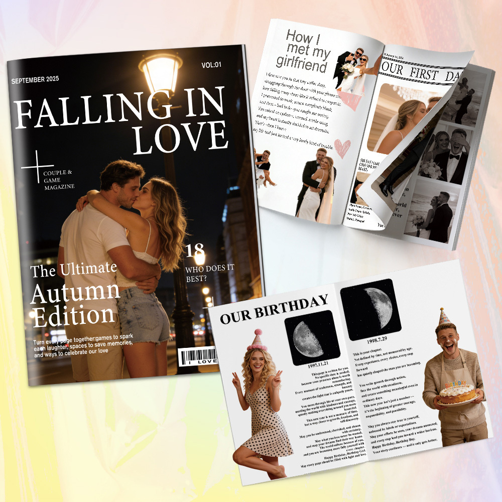 Personalised FALLING IN LOVE Magazine for Couples on Valentine's Day