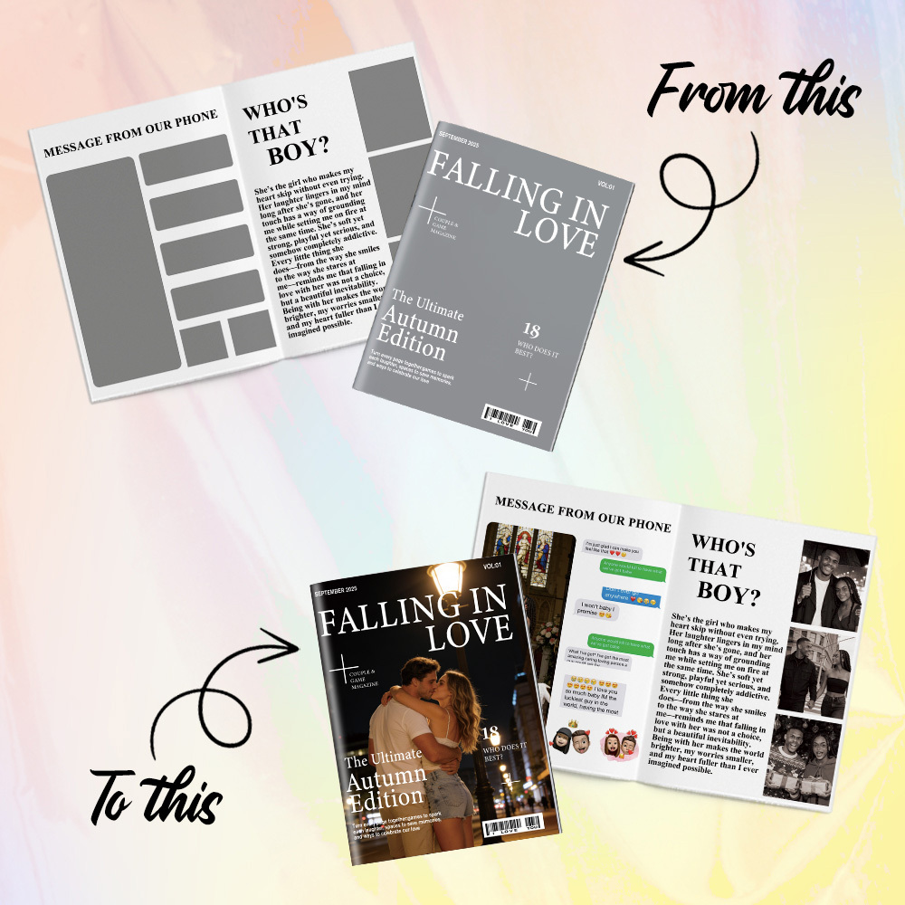 Personalised FALLING IN LOVE Magazine for Couples on Valentine's Day