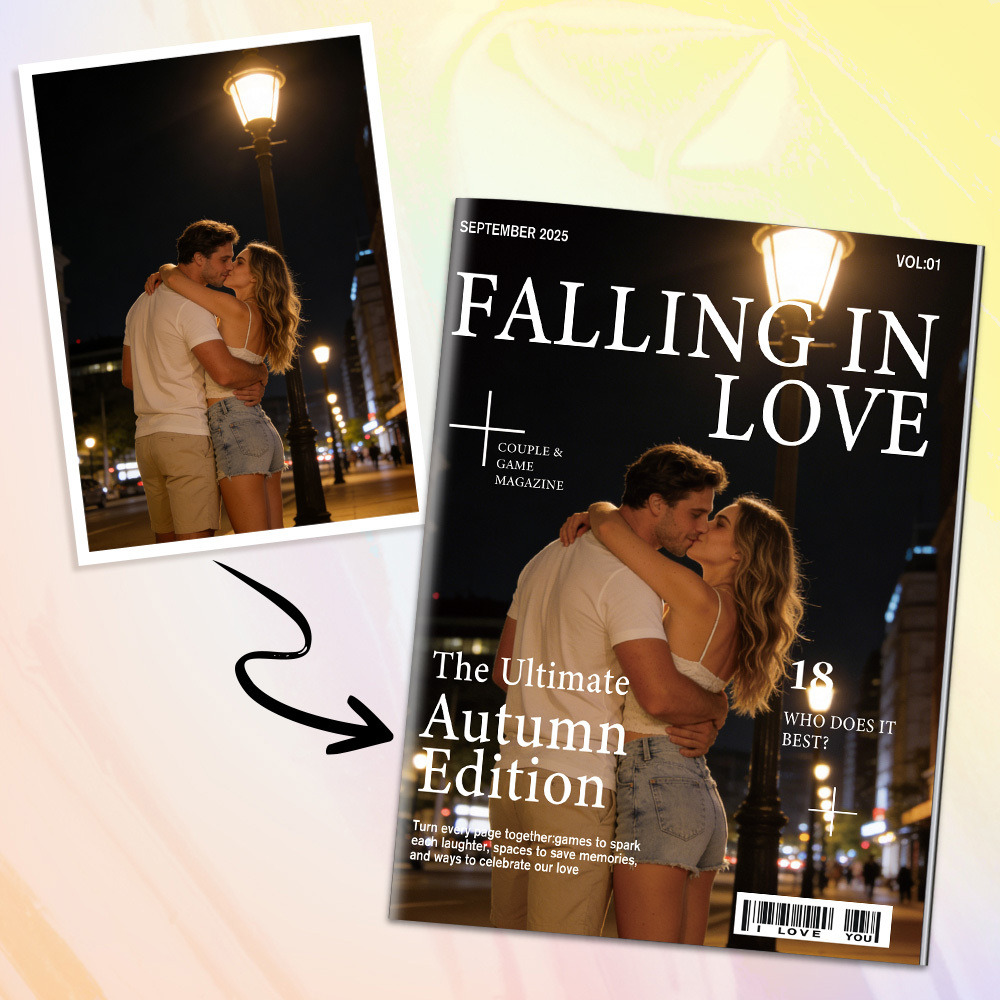 Personalised FALLING IN LOVE Magazine for Couples on Valentine's Day
