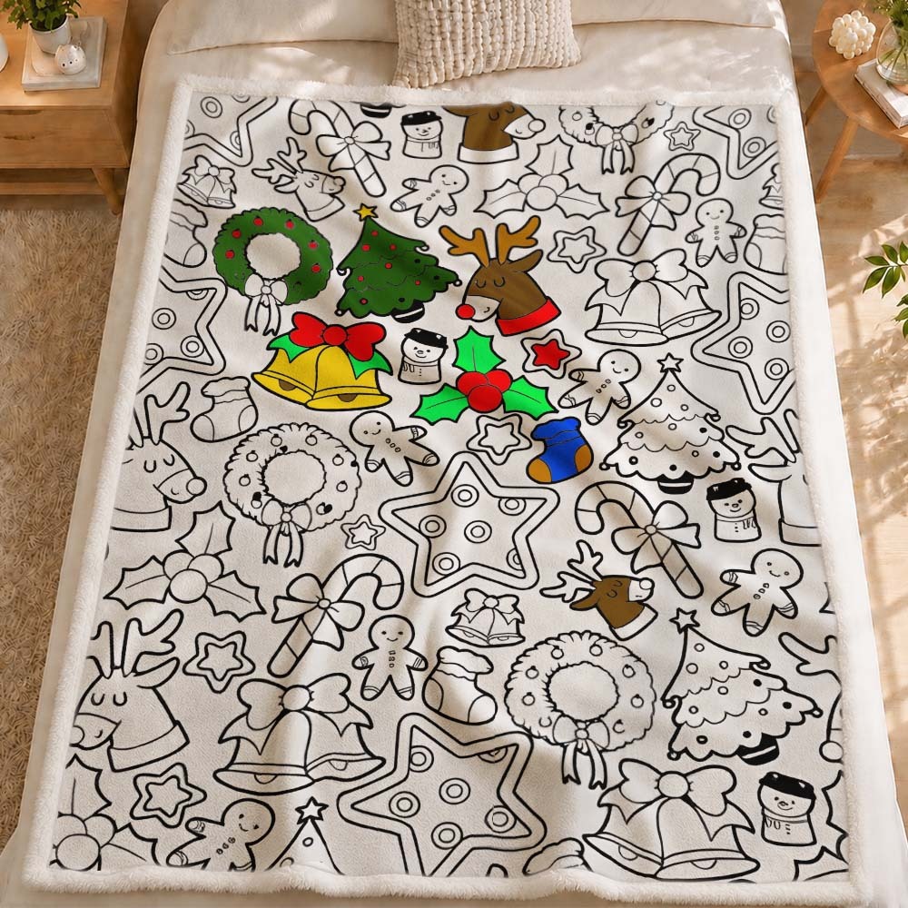 DIY Drawing Blanket | Christmas Tree | with 24 Colors Markers, Doodle Your Own Blankets, Customizable Washable Art Blankets for Kids/Adults - MyJigsawPuzzleAu