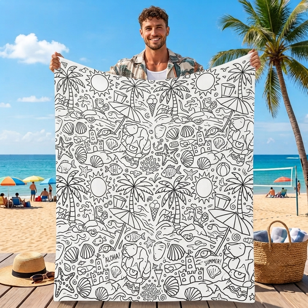 DIY Drawing Blanket with 24 Colors Markers, Doodle Your Own Blankets, Customizable Washable Paint & Play Blankets for Adults