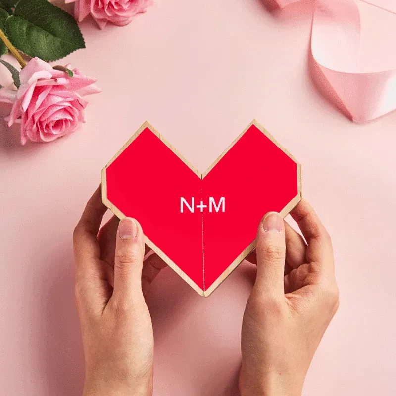 BULK SALE | Personalised Heart Wooden Photo Rubic's Cube Home Decoration Gift for Anniversary