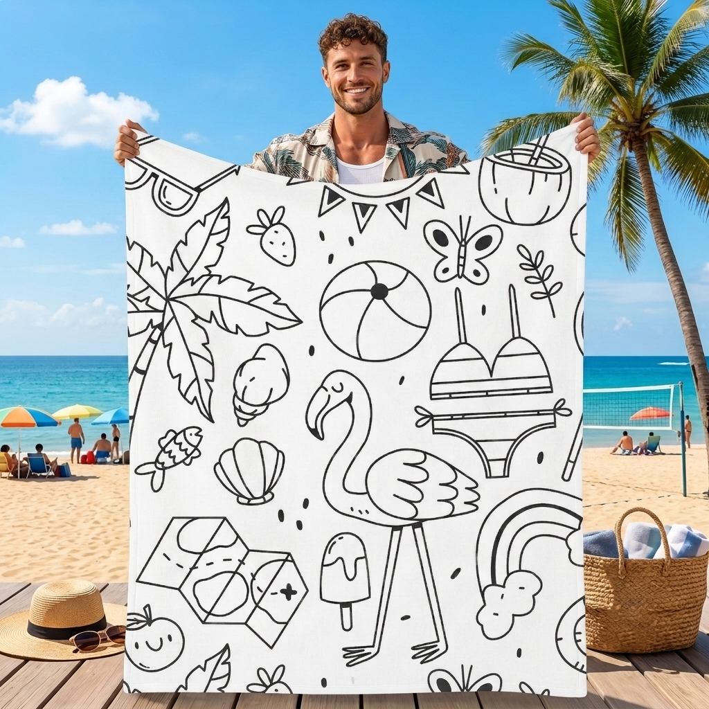 DIY Drawing Blanket with 24 Colors Markers, Doodle Your Own Blankets, Customizable Washable Paint & Play Blankets for Adults