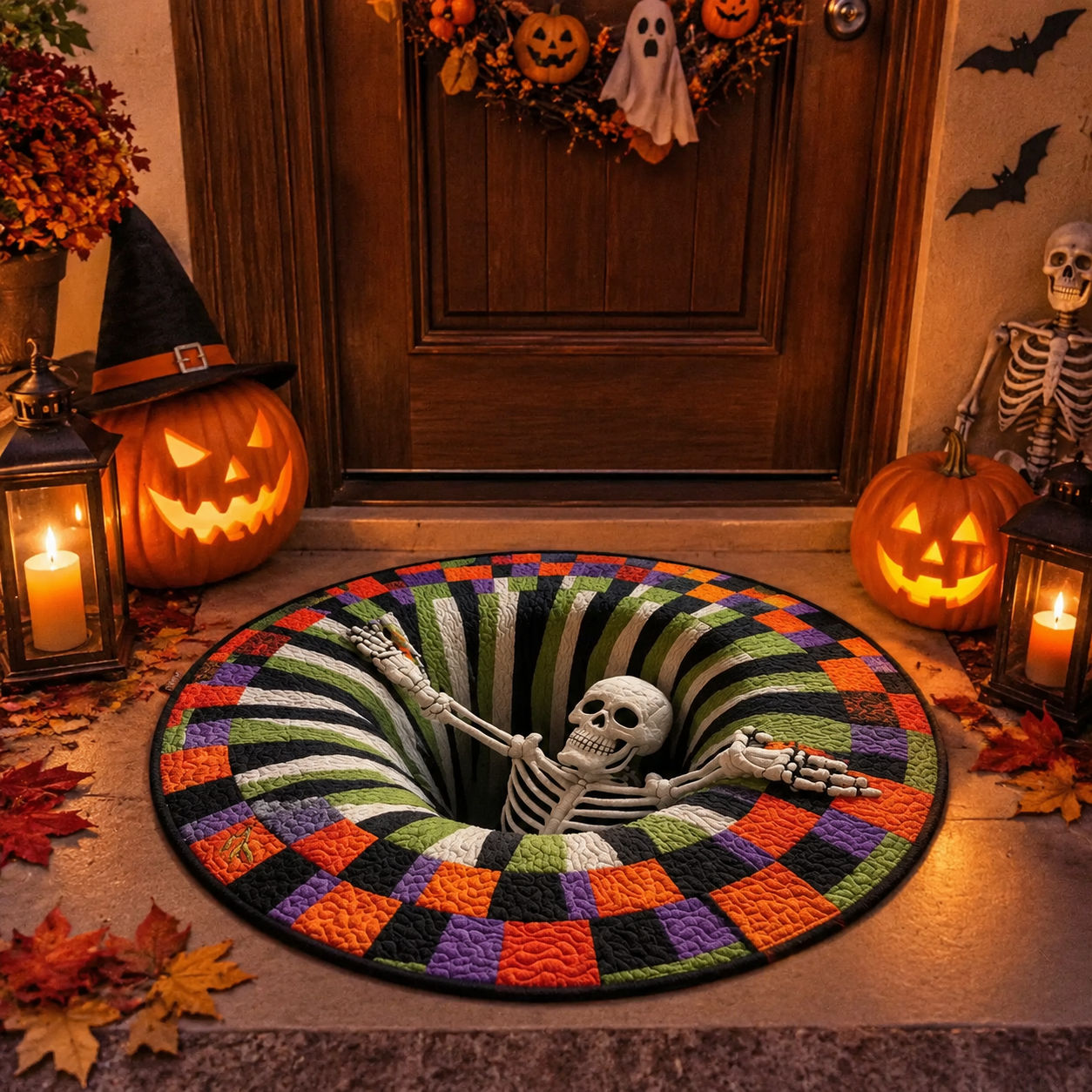 3D Optical Illusion Halloween Rug – Spooky Bottomless Hole Non-Slip Area Rug for Living Room, Entryway & Holiday Decor - MyJigsawPuzzleAu