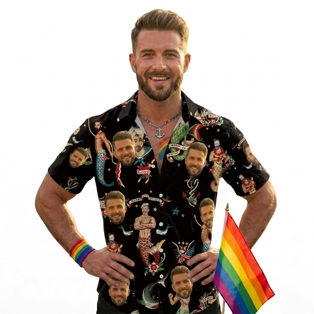 Men's Black Mermaid Shirt Pride Month From Size S to 5XL with Comfortable Butterfly Mesh Fabric Material For LGBTQ - MyJigsawPuzzleAu