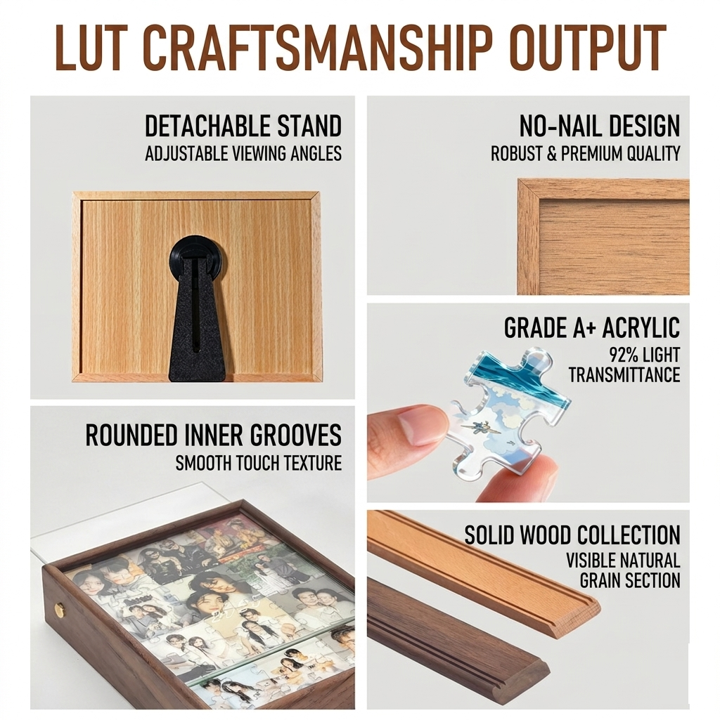 Personalized Photo Puzzle 48-63 Piece LED Acrylic Light Up Jigsaw with Wooden Frame Birthday Gift - MyJigsawPuzzleAu