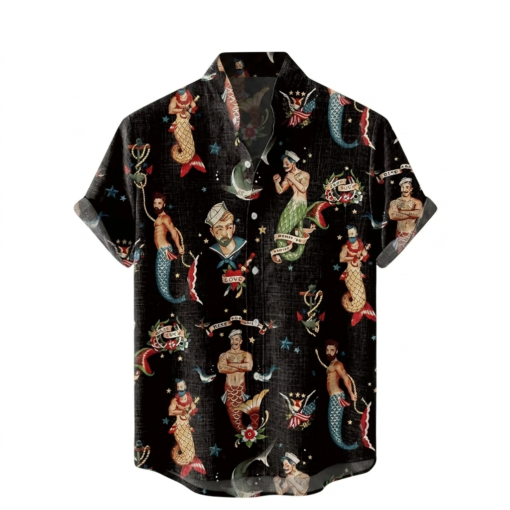 Men's Black Mermaid Shirt Pride Month From Size S to 5XL with Comfortable Butterfly Mesh Fabric Material For LGBTQ - MyJigsawPuzzleAu