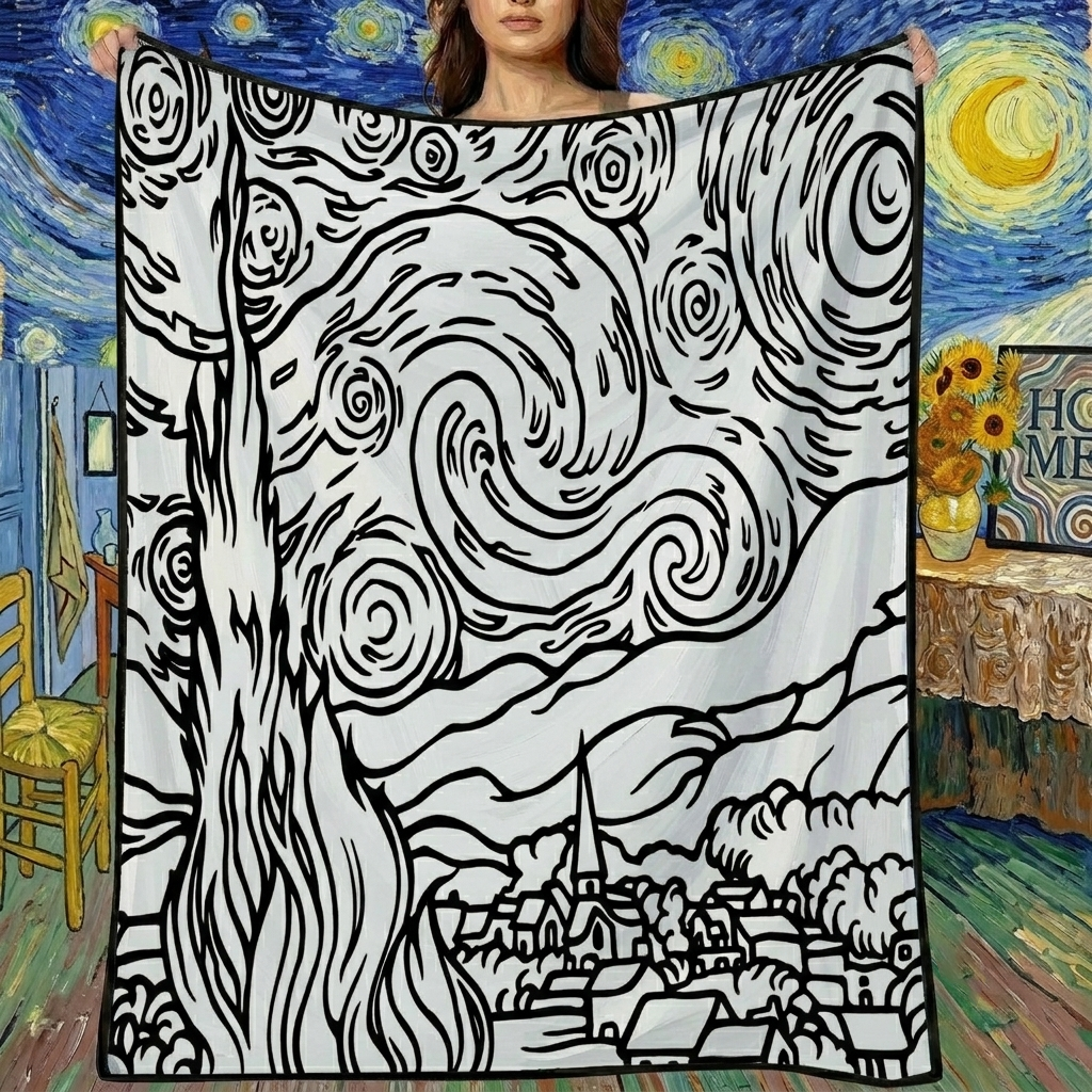DIY Drawing Blanket with 24 Colors Markers, Doodle Your Own Blankets, Customizable Washable Paint & Play Blankets for Adults