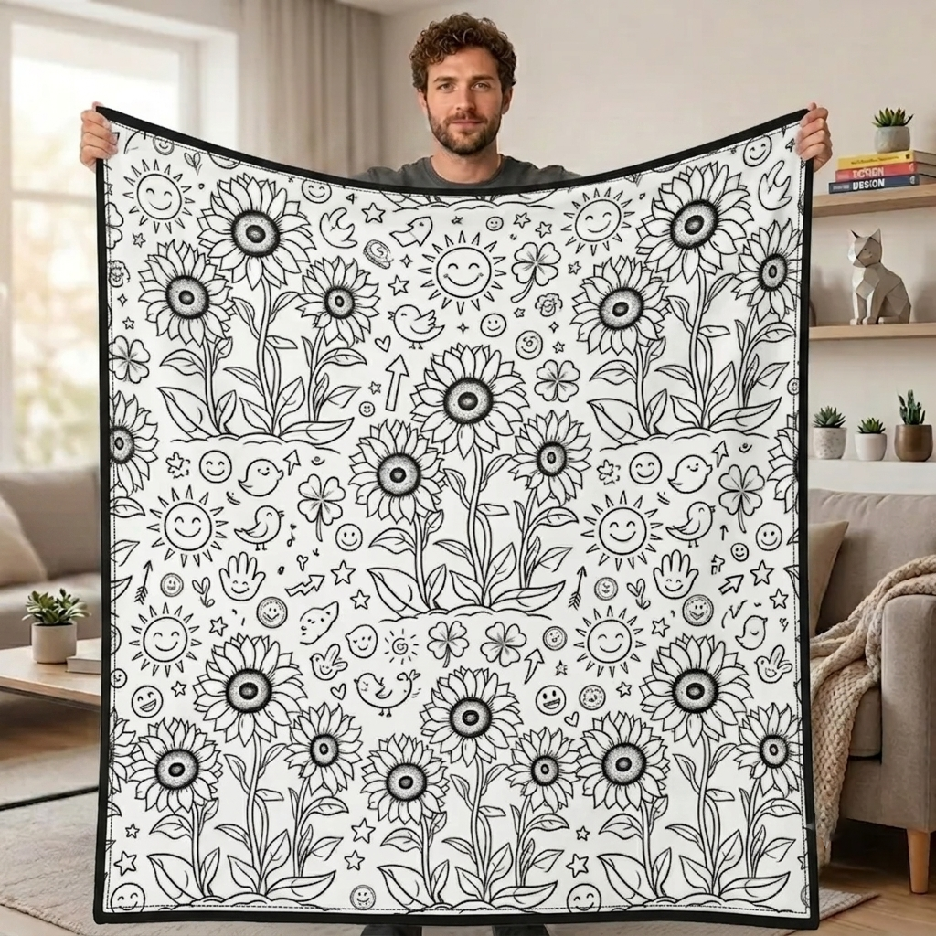 DIY Drawing Blanket (Optional 24-Color Marker Set) Create Your Art Blanket Washable Keepsake Blanket for Kids & Adults - mysiliconefoodbag