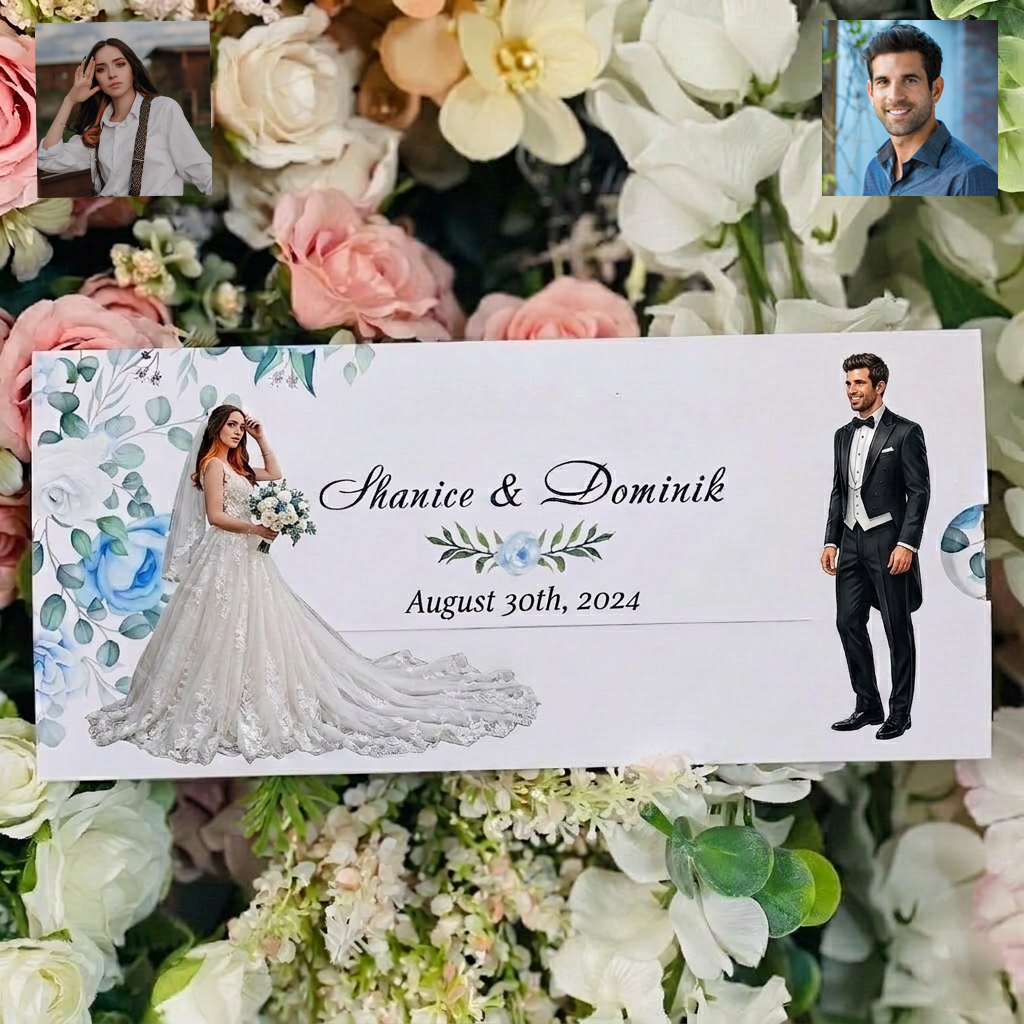 Custom Photo Illustration Save the Date Wedding Invitation for Couples