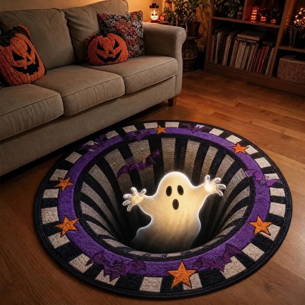 3D Optical Illusion Halloween Rug – Spooky Bottomless Hole Non-Slip Area Rug for Living Room, Entryway & Holiday Decor - MyJigsawPuzzleAu