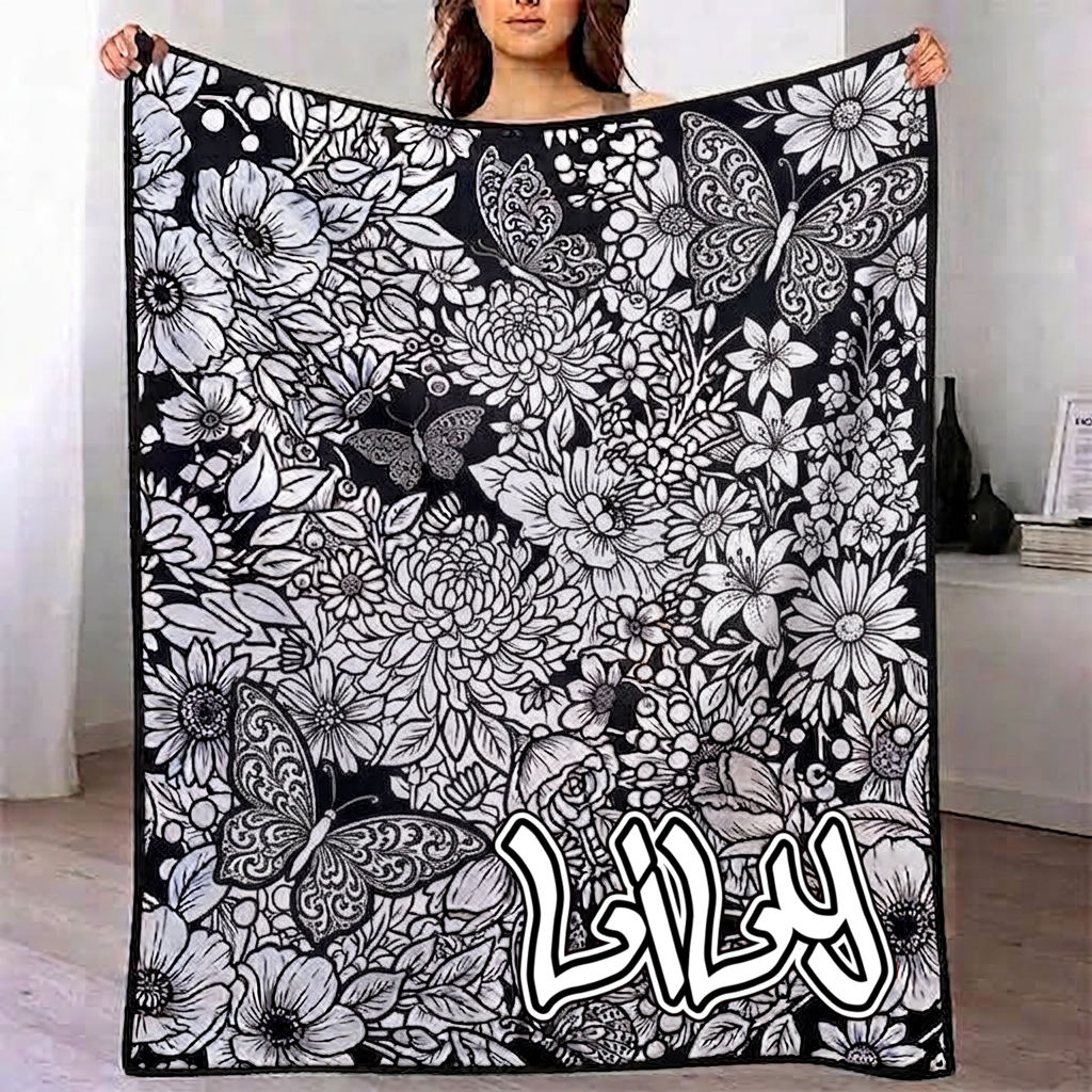 DIY Drawing Blanket (Optional 24-Color Marker Set) Create Your Art Blanket Washable Keepsake Blanket for Kids & Adults