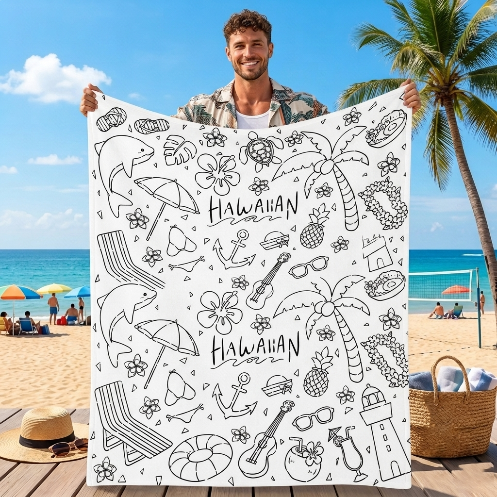 DIY Drawing Blanket with 24 Colors Markers, Doodle Your Own Blankets, Customizable Washable Paint & Play Blankets for Adults