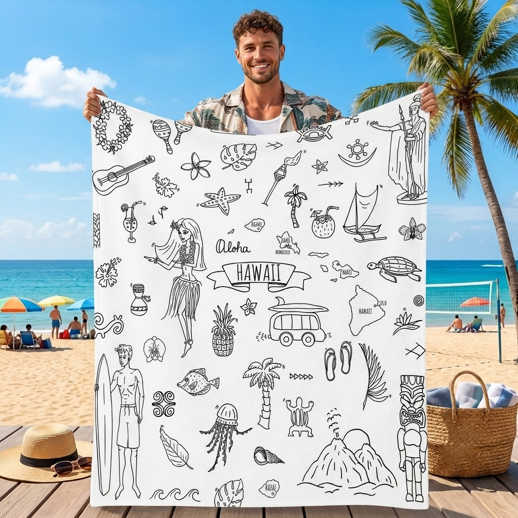 DIY Drawing Blanket with 24 Colors Markers, Doodle Your Own Blankets, Customizable Washable Paint & Play Blankets for Adults