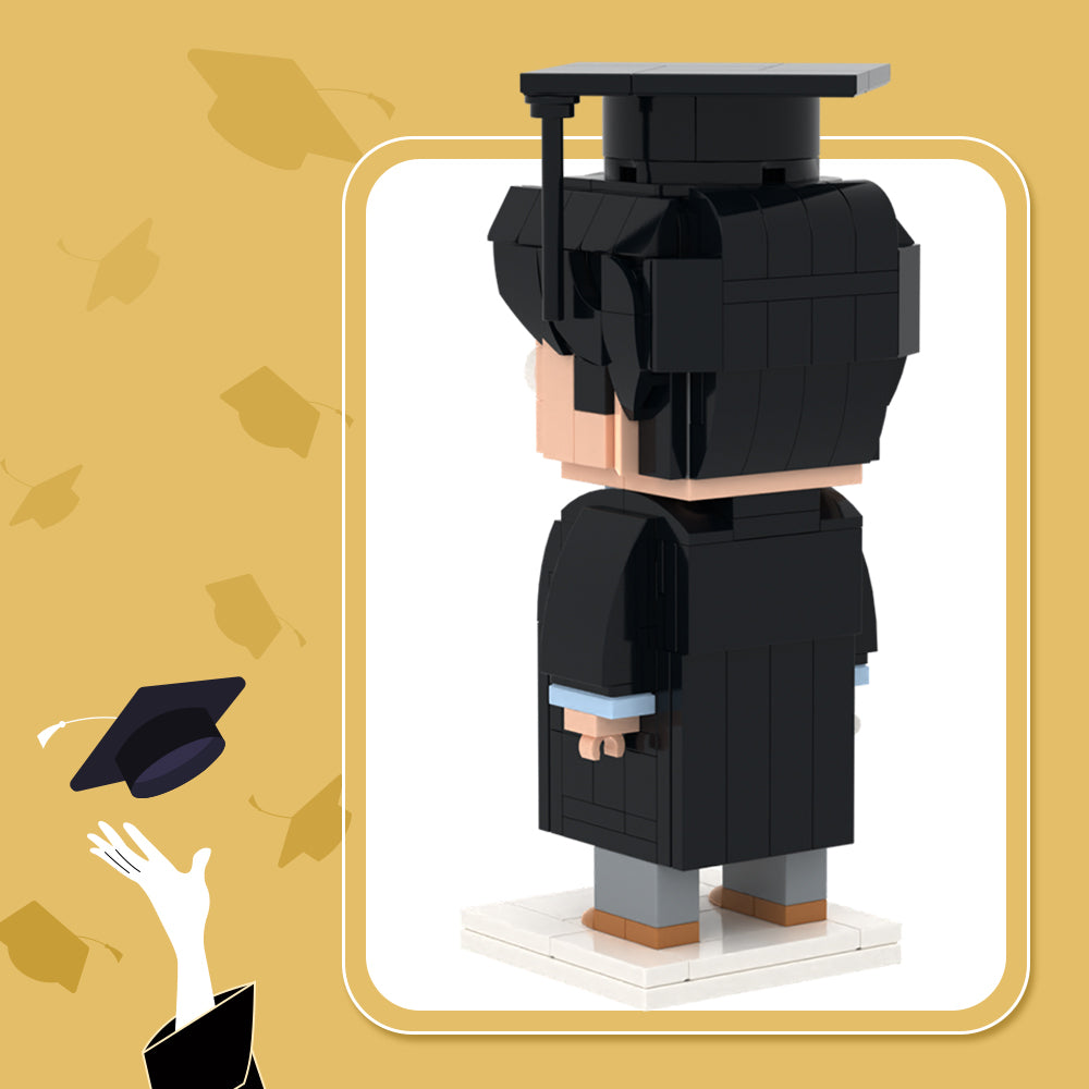 Graduation Memorial Gifts Fully Body Customizable 1 Person Detailed Version Custom Brick Figures Small Particle Block Toy For Him Black Blue