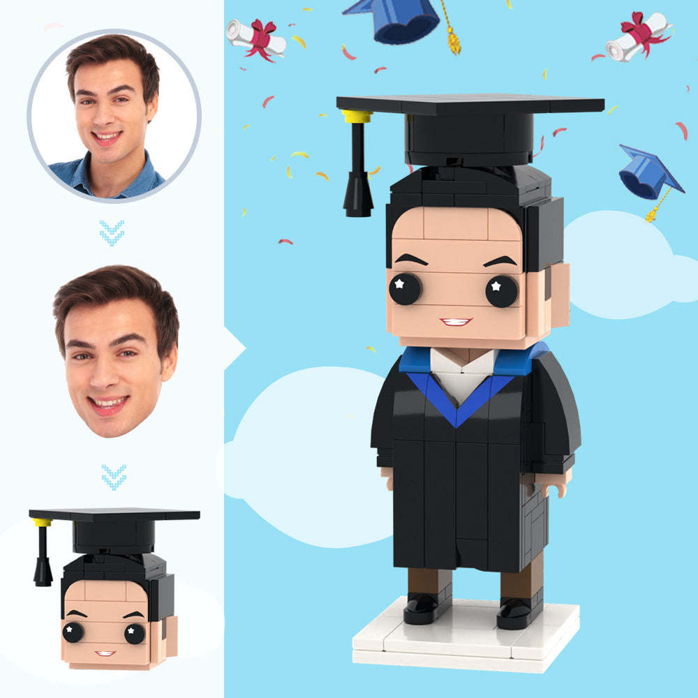 Graduation Gifts for Him Custom Head Brick Figures Personalized Graduation Dress Brick Figures Small Particle Block Toy - MyJigsawPuzzleAu