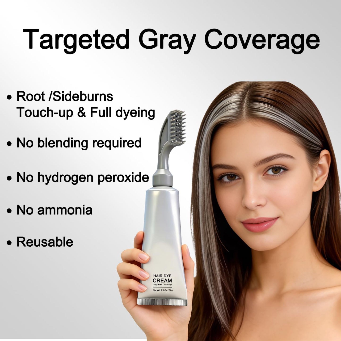Hair Dye Comb Root Touch Up, Ammonia Free Gray Coverage, Dark Brown | Natural Plant Extract Hair Color Cream with No Mix Formula,Suitable for Men & Women,Covers Gray Hair Without Bleaching, 2.8oz - MyJigsawPuzzleAu