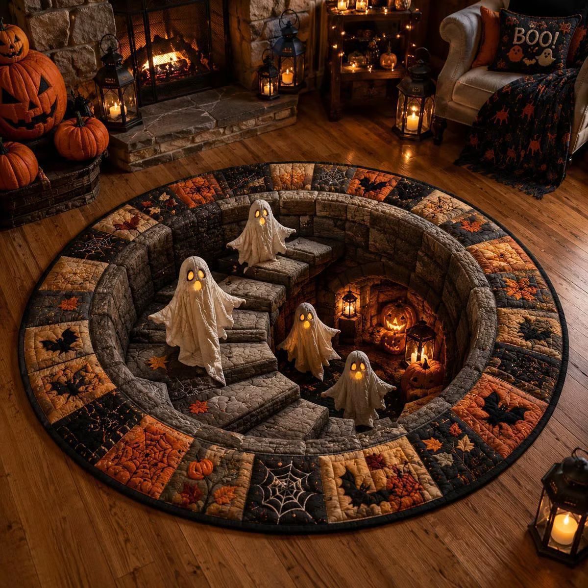 3D Optical Illusion Halloween Rug – Spooky Bottomless Hole Non-Slip Area Rug for Living Room, Entryway & Holiday Decor - MyJigsawPuzzleAu