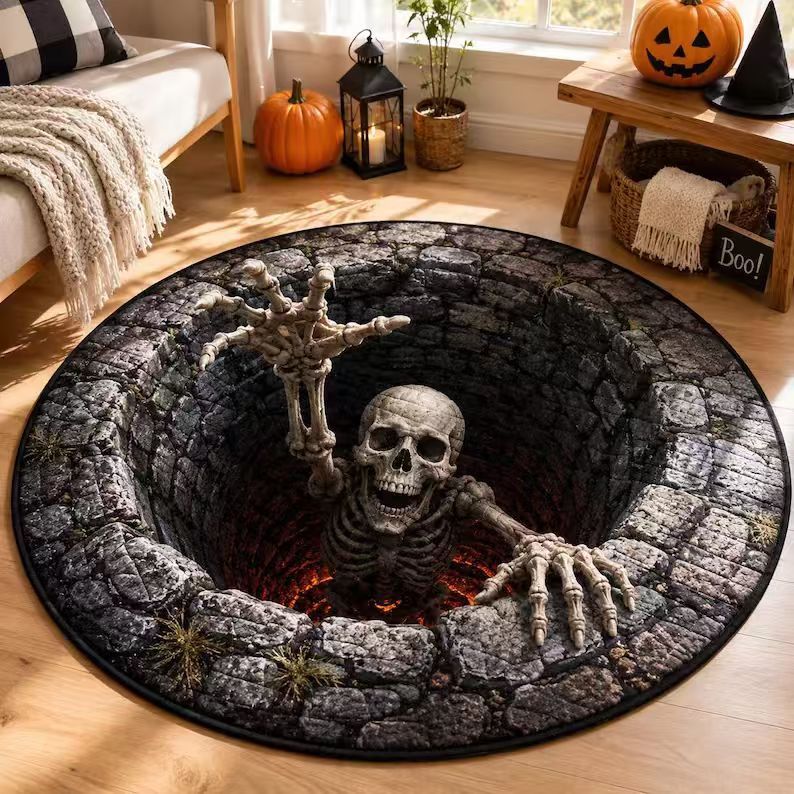3D Optical Illusion Halloween Rug – Spooky Bottomless Hole Non-Slip Area Rug for Living Room, Entryway & Holiday Decor - MyJigsawPuzzleAu