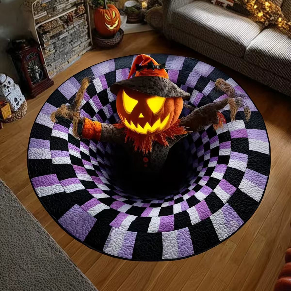3D Optical Illusion Halloween Rug – Spooky Bottomless Hole Non-Slip Area Rug for Living Room, Entryway & Holiday Decor - MyJigsawPuzzleAu