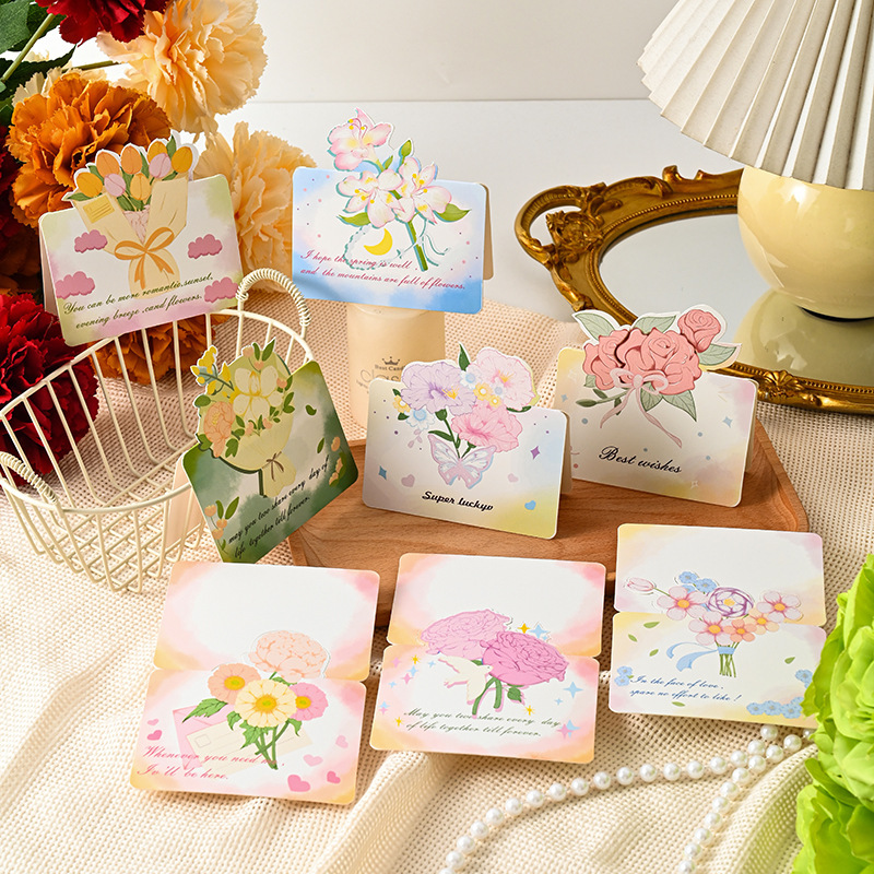 3D Floral Bouquet Greeting Card - Hand-Painted Rose Decor with Message Card for Romantic Gifts - MyJigsawPuzzleAu