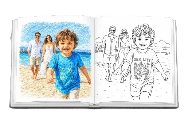 Personalized Photo Coloring Book with 24 Colors Colored Pensils – A Photo Album You Can Color, Turn Your Photos Into Art, Christmas Gift for Family - MyJigsawPuzzleAu