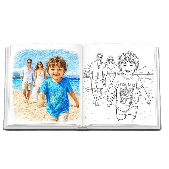 Personalized Photo Coloring Book with 24 Colors Colored Pensils – A Photo Album You Can Color, Turn Your Photos Into Art, Christmas Gift for Family - MyJigsawPuzzleAu